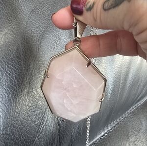 Discontinued Evil Pawn Jewelry Veda Necklace In Rose Quartz